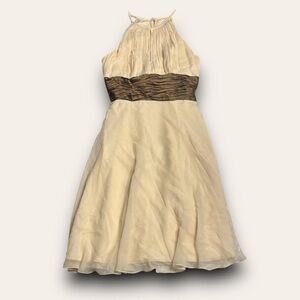 Y2K Silk High Neck Midi Dress Size 8 Petite Elegant Coquette Maggy London